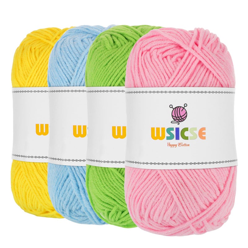 WSICSE 4 PCS Crochet Yarn, 560 Yard Soft Fluffy Yarn for Crocheting Assorted Colors for Knitting Easter Basket Stuffers 1 Skein/140 Yard-Macaron - Image 1