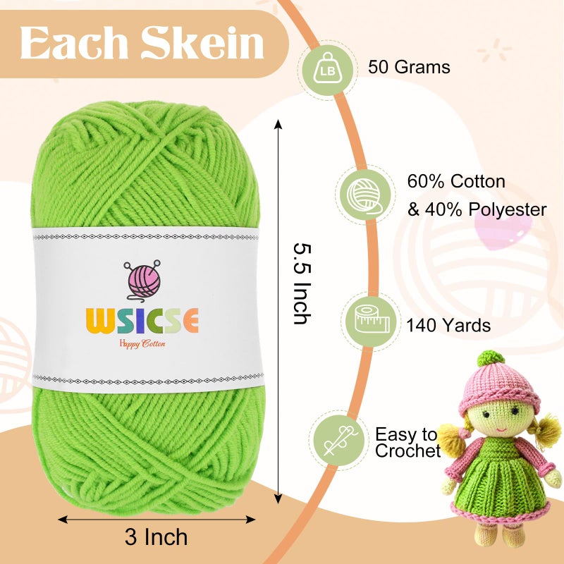 WSICSE 4 PCS Crochet Yarn, 560 Yard Soft Fluffy Yarn for Crocheting Assorted Colors for Knitting Easter Basket Stuffers 1 Skein/140 Yard-Macaron - Image 2