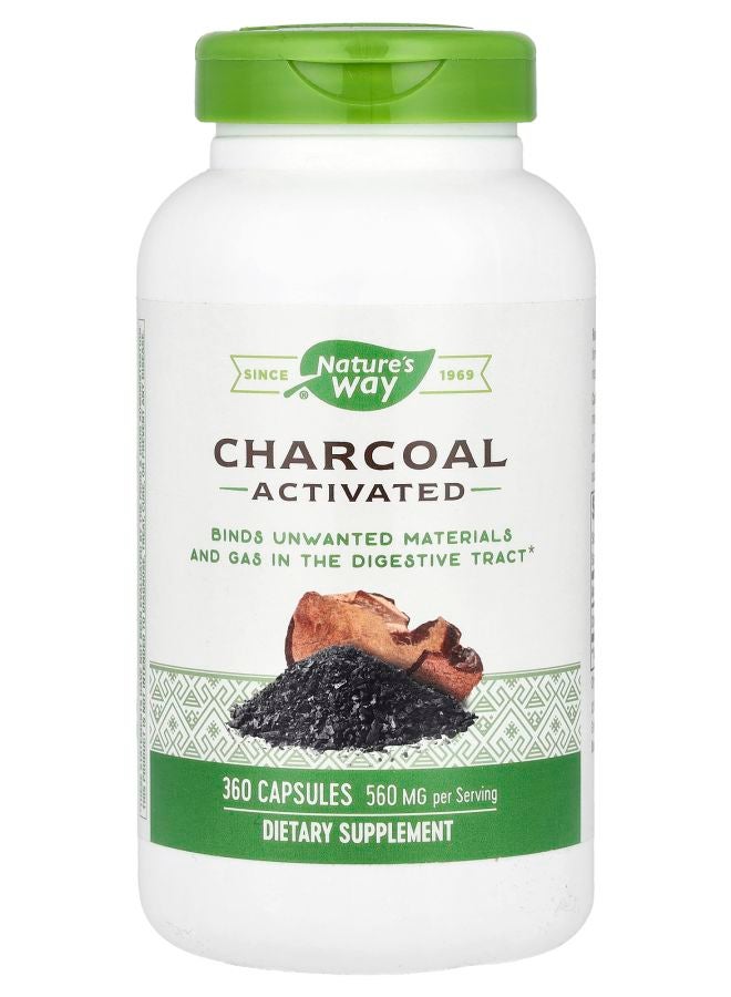 Charcoal Activated 560 mg 360 Capsules (280 mg Per Capsule)