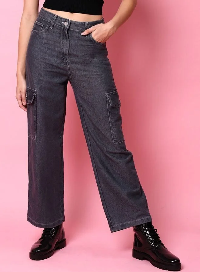Women Flared Solid High Rise Jeans