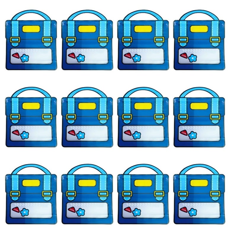 Gold Leaf GOLD LEAF 12PCS Plastic Gift Bags with Handles, Cartoon Backpack Bags for Party, Wedding, Birthday, Baby Shower, Bulk Small Goodie Bags for Candy, Party Favors, Snacks (Blue)  - Image 1