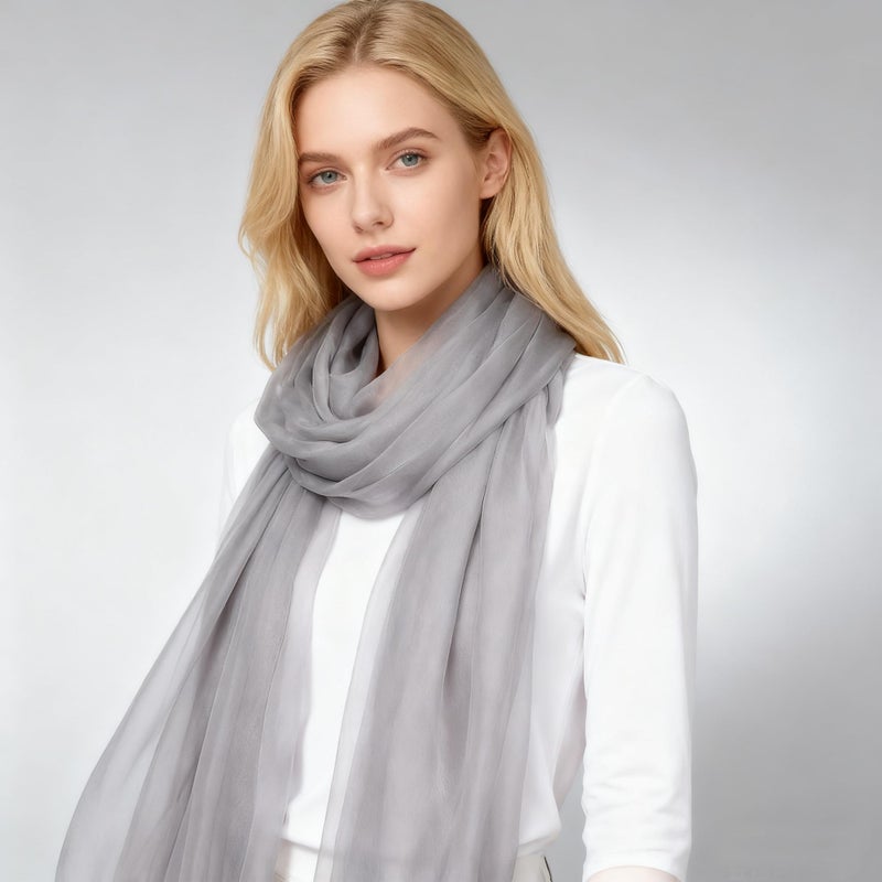 K-Elewon Solid Color Silk Feeling Scarf Fashion Scarves Wrap Long Lightweight Shawls for Women H01-02 - Image 4