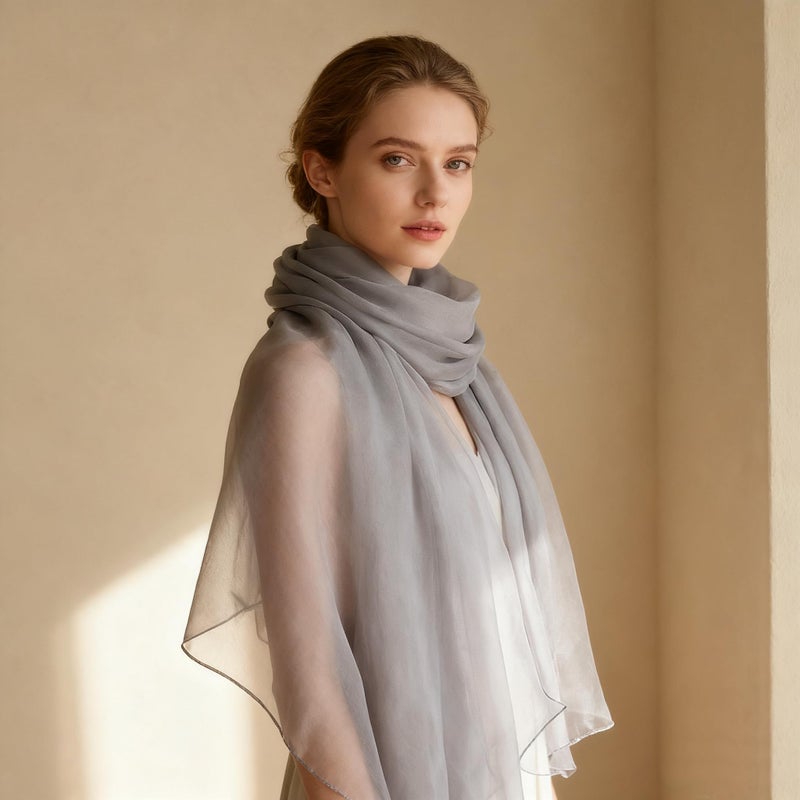 K-Elewon Solid Color Silk Feeling Scarf Fashion Scarves Wrap Long Lightweight Shawls for Women H01-02 - Image 3