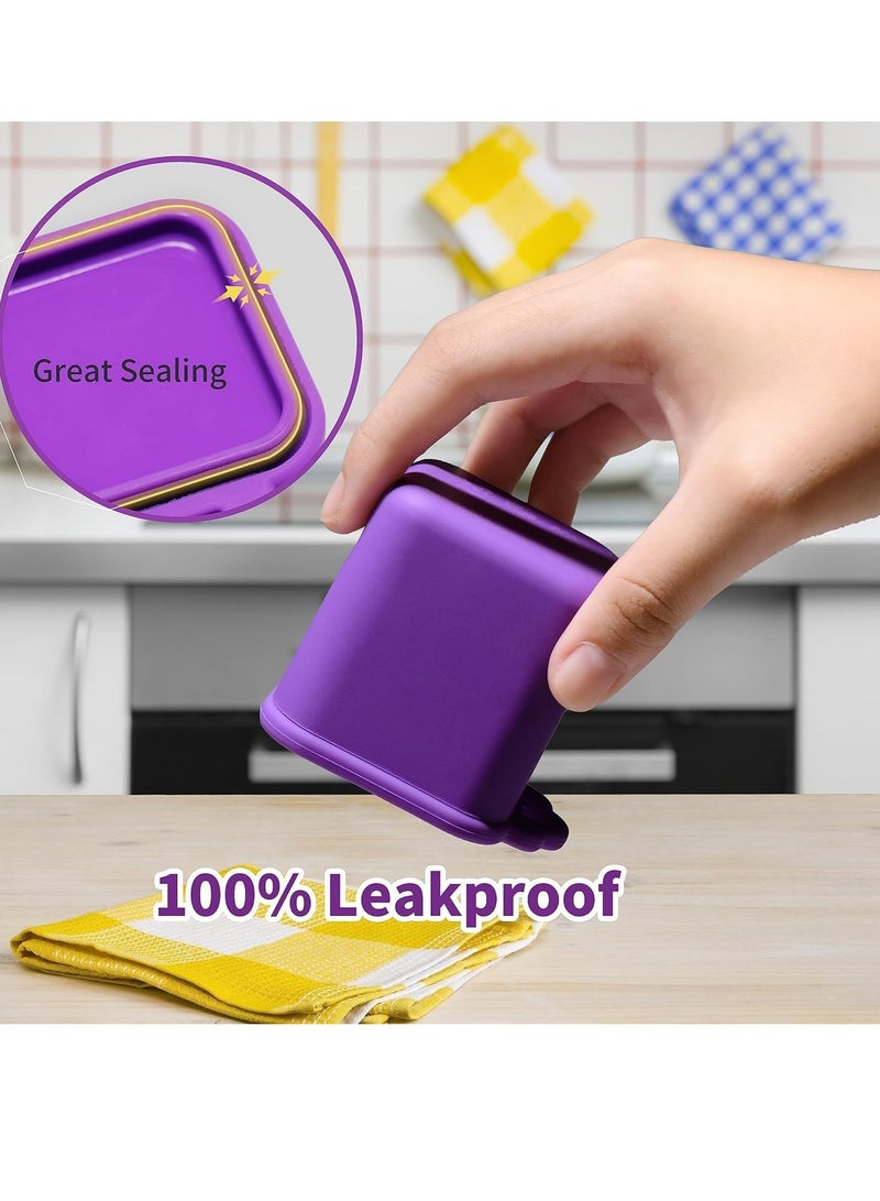 Gonice Leakproof Dips Containers Compatible with Most Bento Lunch Box, 2x 4 oz Salad Dressing Container To Go, Small Silicone Snack Condiment Container with Lids for kids(Purple/Orange)  - Image 3