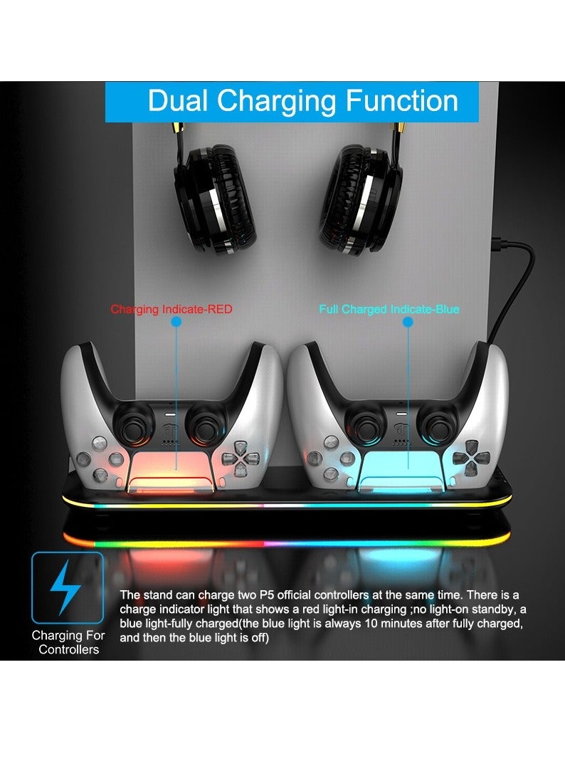 Controller Charging Station, Lightweight And Portable Controller Charging Dock, Dual Charging Multifunctional Controller Cooling Stand For Gaming Controllers, (1pc, White)  - Image 4