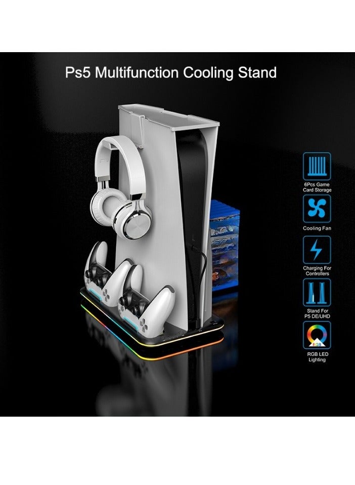 Controller Charging Station, Lightweight And Portable Controller Charging Dock, Dual Charging Multifunctional Controller Cooling Stand For Gaming Controllers, (1pc, White)  - Image 2