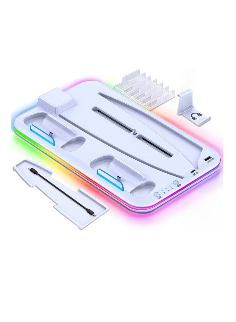 Controller Charging Station, Lightweight And Portable Controller Charging Dock, Dual Charging Multifunctional Controller Cooling Stand For Gaming Controllers, (1pc, White)  - Image 1