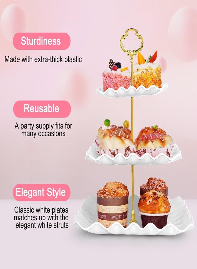 Findful 5 Pcs Dessert Table Display Set - 2 Pcs 3-Tier Dessert Stands & 3 Pcs Serving Tray - Dessert Trays for Tea Parties,Birthdays & Baby Showers - Image 4