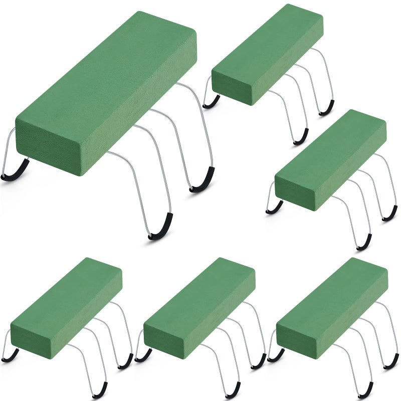 Patelai Patelai 6 Pack Headstone Flower Saddle 12 Inch Grave Saddles for Cemetery Headstones Wire Rustproof Galvanized Tombstone Saddle with Floral Foam for Memorial Day Cemetery Floral Decorations 