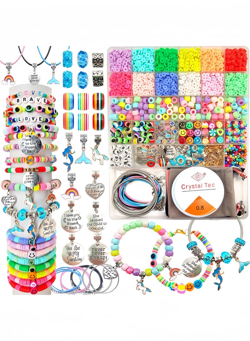 Girls Toys Bracelet Crafting Kit-3400 pieces of jewelry making materials,cute cartoon theme,suitable as a birthday and holiday Gifts for Girls Ages 5 6 7 8 9 10 11 12 Years Old - Image 1