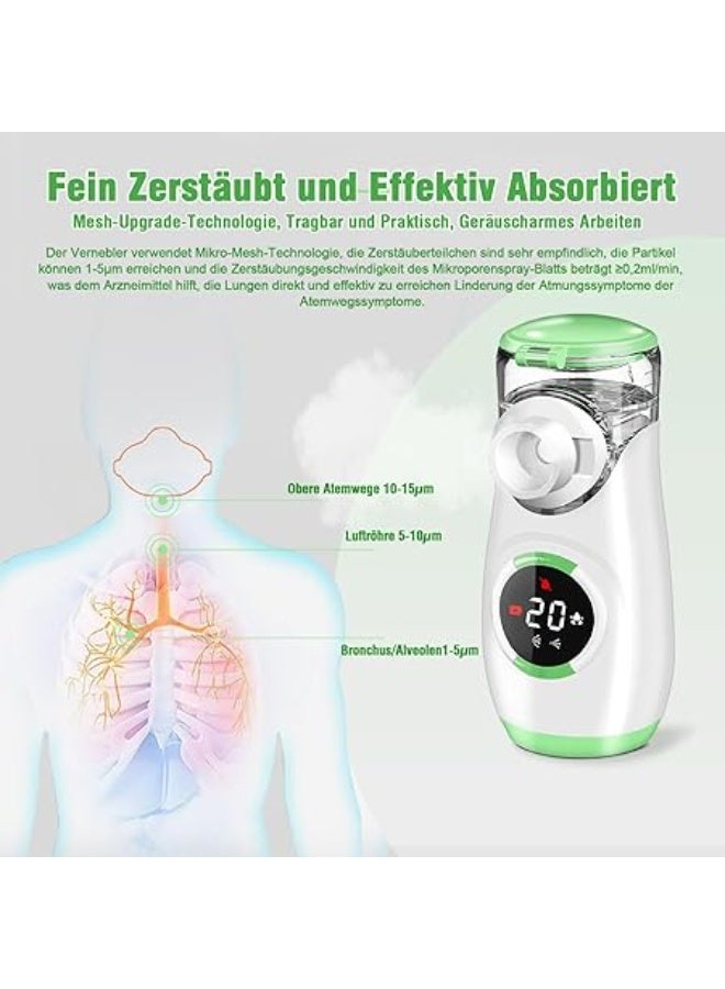 جهاز استنشاق محمول بشاشة رقمية – نيبولايزر خفيف للكبار والأطفال مع قناع وفمّة - Image 4