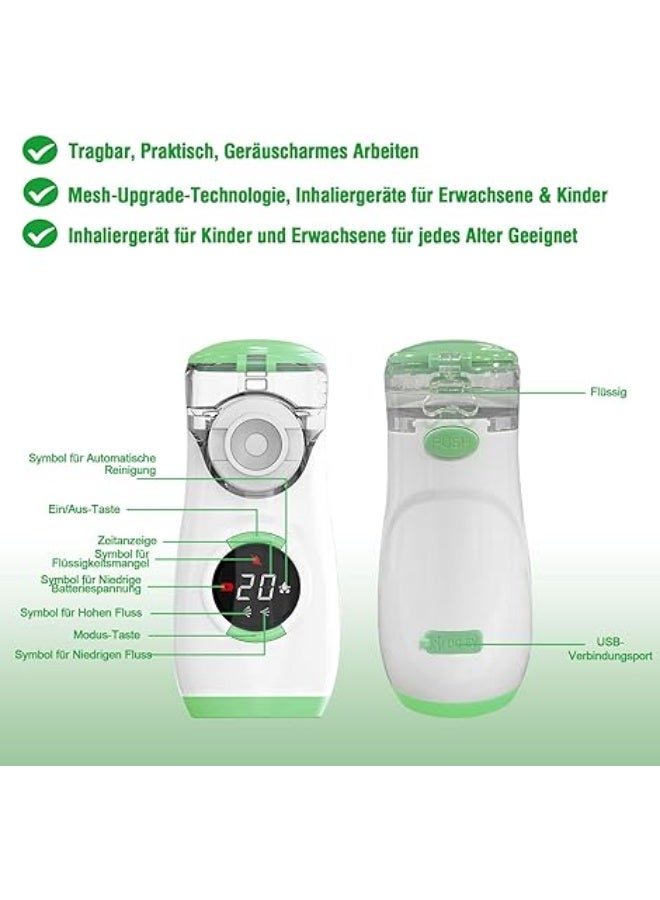 جهاز استنشاق محمول بشاشة رقمية – نيبولايزر خفيف للكبار والأطفال مع قناع وفمّة - Image 5