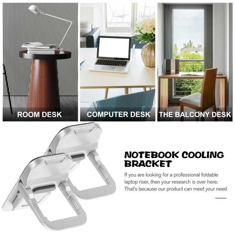 2 Pcs Foldable Laptop Riser Stand With Anti Slip Base And Ventilated Cooling For Desktop Use Ergonomic Notebook Holder Suitable For Office And Home Black - Image 5