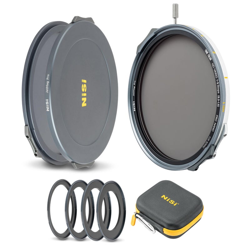 NiSi JetMag Pro VND Flex Kit 82MAG Magnetic Filter Kit 15 Stops True Color VND 67mm72mm77mm 82mm Adaptors Front Cap Back Cap Caddy Pouch - Image 2