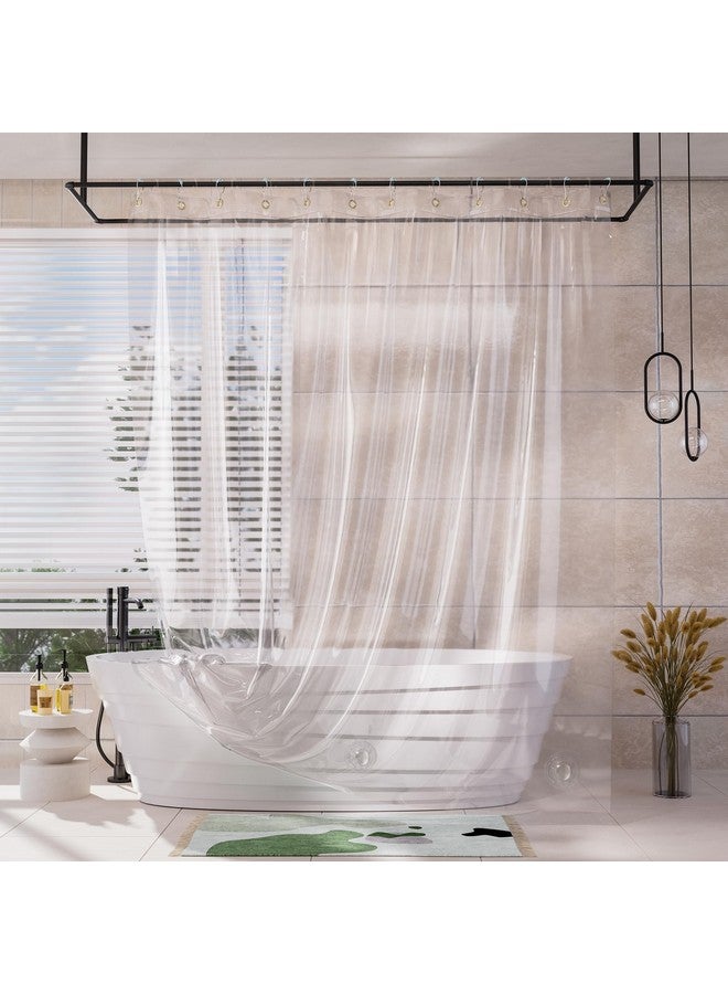 AmazerBath Shower Curtain Liner, 100% EVA Silky Soft Clear Heavy Duty Shower Curtain and Liner 2-in-1, 72x72 Luxury Plastic Weighted Bathroom Shower Liner, 12 Rustproof Grommets & 3 Heavyweight Stones - Image 1