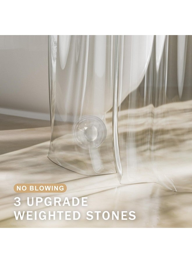 AmazerBath Shower Curtain Liner, 100% EVA Silky Soft Clear Heavy Duty Shower Curtain and Liner 2-in-1, 72x72 Luxury Plastic Weighted Bathroom Shower Liner, 12 Rustproof Grommets & 3 Heavyweight Stones - Image 3