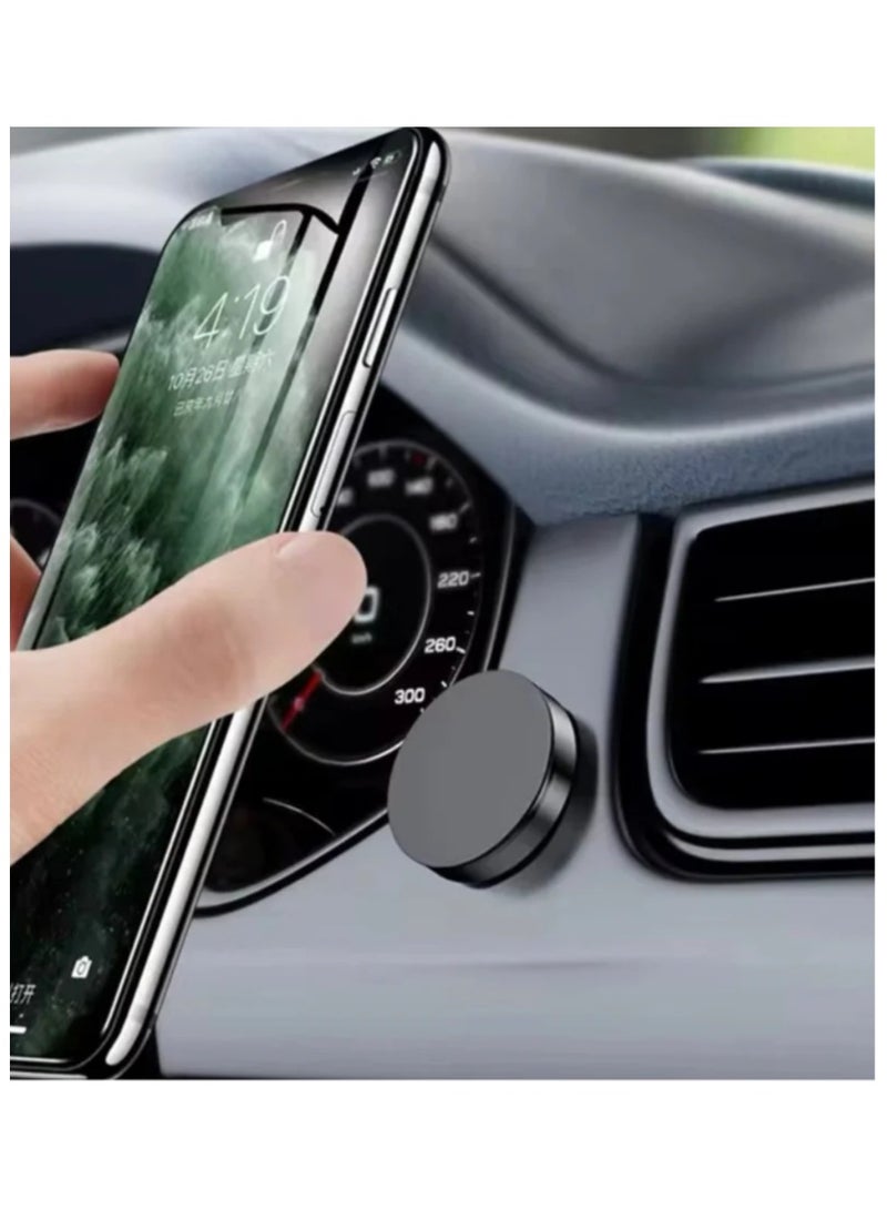 Car Phone Holder, Magnetic Phone Holder for Car, Magnetic Holder for iPhone, Magnetic Mobile Holder, Car Phone Holder, Holder for Fixing Mobile in Car, Car Mobile Mount, Car Phone Holder with Adhesive and Magnet, Simple and Practical Mobile Holder, iPhone, Huawei, and Samsung Mount for Car Dashboard and Various Surfaces, Magnetic Holder Suitable for Horizontal and Vertical Phone Mounting in Car, round holder - Black color. - Image 1