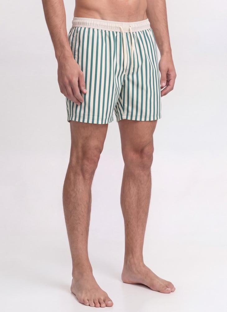 JACK & JONES Striped Drawstring Swim Shorts - Image 1