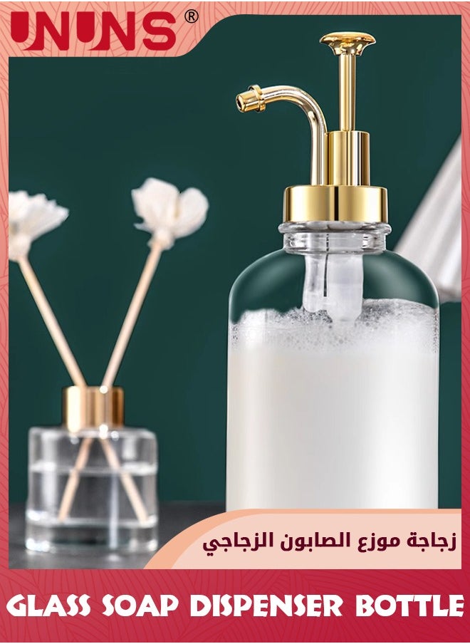 UNUNS Glass Soap Dispenser Bottle,2-piece Olive Oil Dispenser Bottle,500ml Glass Oil And Vinegar Dispenser For Kitchen Olive Oil Cruet Set With 1 Funnel,2 Stainless Steel Spouts  - Image 4