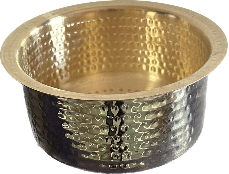 KITCART Brass Hammered Patila, 2 Litre, Brass Tope, Heavy Bottom Tapeli, Bhagona - Image 1