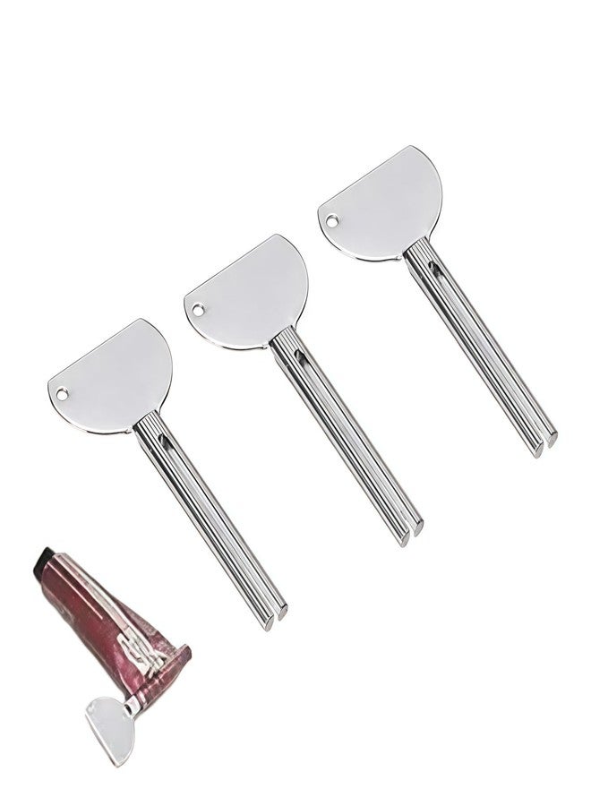 Galepromot 3Pcs Silver Stainless Steels Metal Tube Squeezer Keys Salon Toothpaste Tube Squeezers Toothpaste Roller,Rolling Toothpaste Squeezer,Bathroom Safety, Aids and Accessories - Image 1