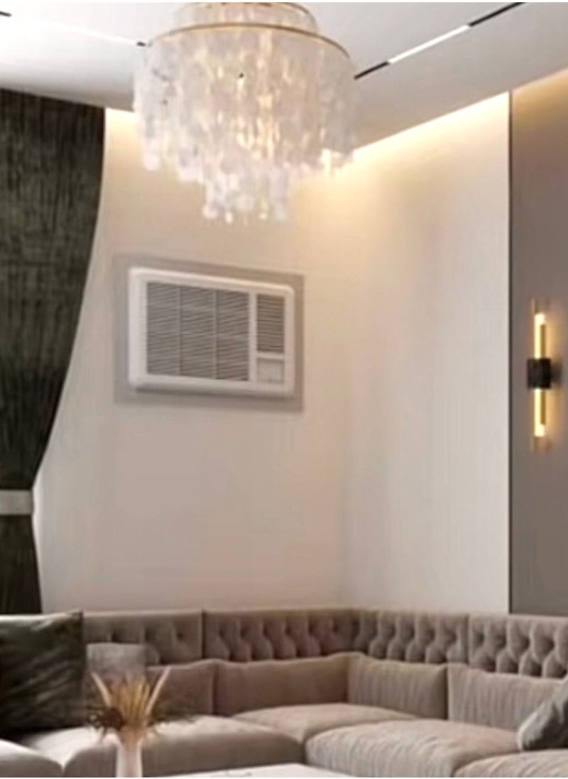 ماركة غير محددة - برواز مكيف شباك خشب ذهبي جاهز عالي الجودة براويز مكيفات اطار ديكور مانعة للغبار والحشرات يحافظ على هواء التكييف سهولة الفك التركيب التنظيف - Image 1