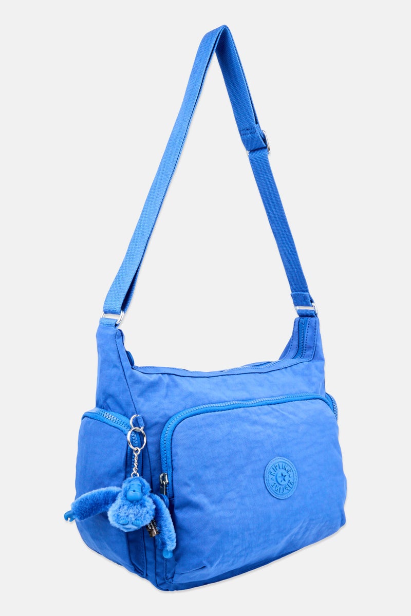 kipling Women Brand Logo Shoulder Bag With Key Ring, Blue - Image 2