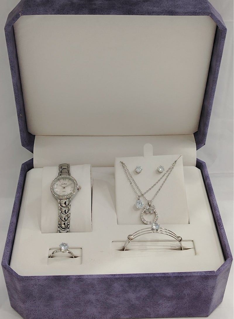 Generic Soft and elegant women's sets, zircon, steel watch 