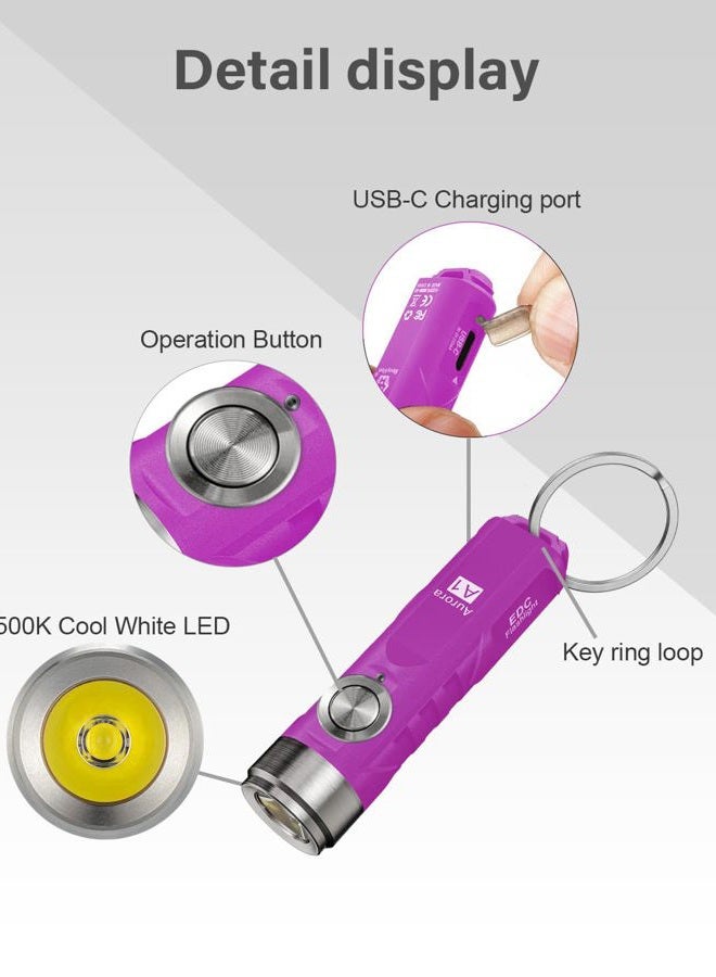 RovyVon فلاشلايت مفاتيح قابل لإعادة الشحن Aurora A1 G4 USB C، 650 لومن، فلاشلايت ميني EDC، IPx6، متعدد الوظائف، فلاشلايت جيب صغير، أساسيات التخييم في الهواء الطلق، معدات EDC للرجال والنساء - Image 2