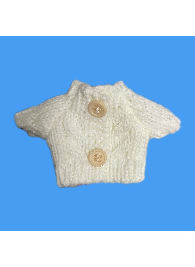 Generic - 17cm Labubu Doll Knitted Sweater Pendant White buttons - Image 1