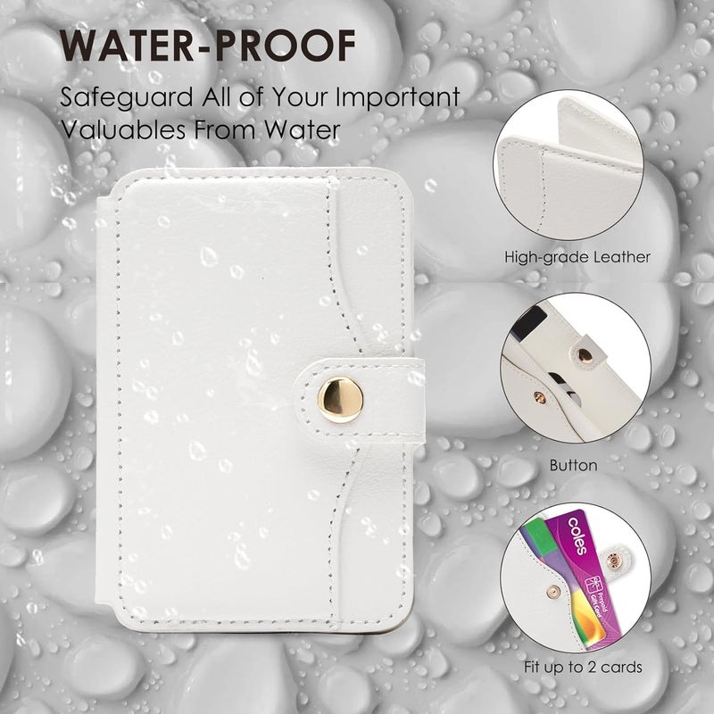 M-Plateau Phone Wallet Stick On, Small Card Holder for Phone Case with Snap Closure and Leather Phone Card Holder for Most Smartphones (White) - Image 5