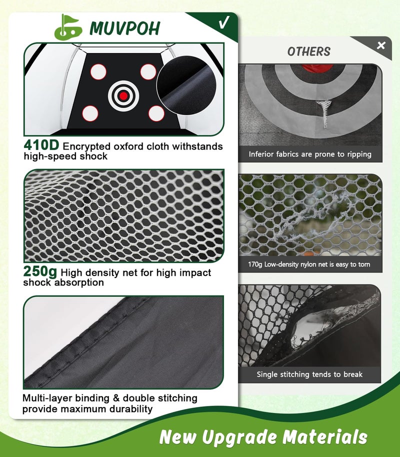 MUVPOH Golf Net: 10x7ft Golf Practice Net for Backyard Chipping Driving with Dual-Turf Golf Hitting Mat, All-in-1 Outdoor Indoor Golf Hitting Net with Multiple Targets, Golf Aid for Men/Golf Lovers - Image 4
