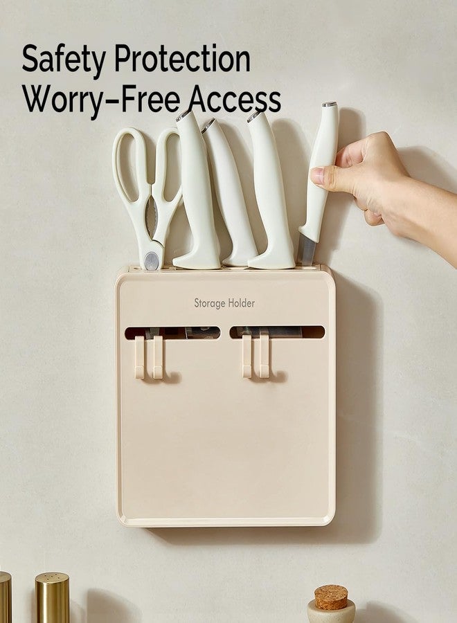 SKYTONE Wall Mounted Kitchen Organizer Rack with 4 Adjustable Hooks & Towel Bar, Space Saving Wall Storage for Knives & Utensils, ABS Rust-Resistant Black - Image 4
