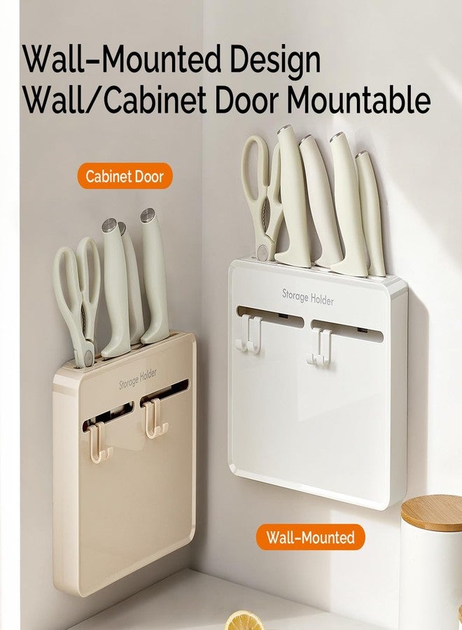 SKYTONE Wall Mounted Kitchen Organizer Rack with 4 Adjustable Hooks & Towel Bar, Space Saving Wall Storage for Knives & Utensils, ABS Rust-Resistant Black - Image 2