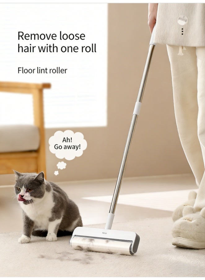 بكرة إزالة الوبر قابلة للتمديد مع بكرة لاصقة بعرض 24 سم، ومقبض بطول 102 سم لإزالة شعر الحيوانات الأليفة للأثاث والسجاد والملابس، قابلة للطي وسهلة الاستبدال، أداة تنظيف متعددة الأسطح (YF-396) - Image 1