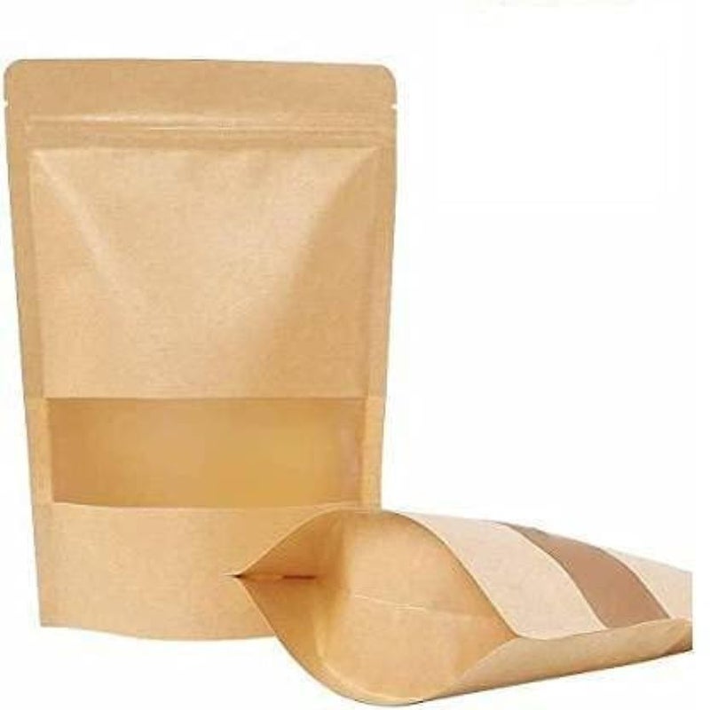 E Sko ESKO Stand Up Ziplock Pouch - Reusable, Airtight Kraft Paper Storage Pouch(Brown)| 10X15 Cm(Pack Of 50) - Image 3