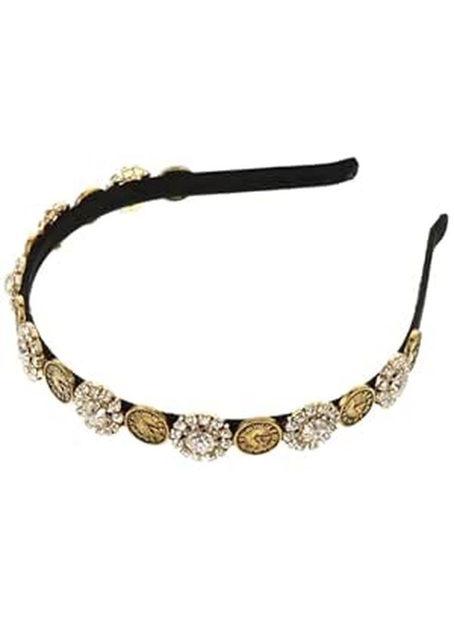 Baroque Style Rhinestone Pearl Headband Women Wedding Party Vintage Hair Accessory White - Image 1
