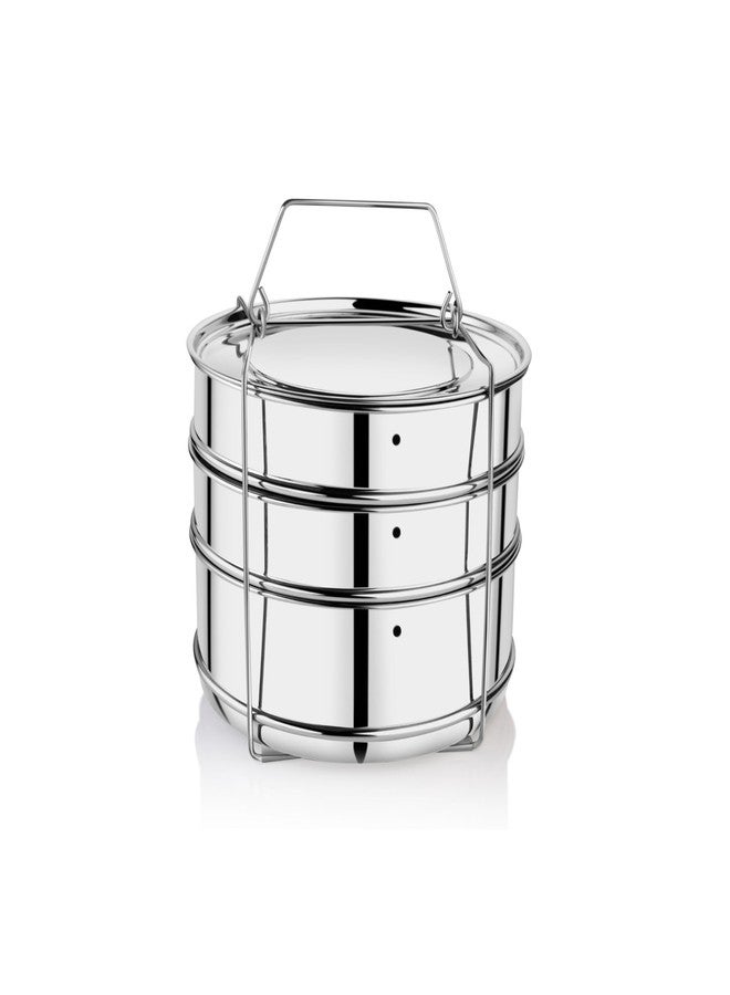 Embassy Stainless Steel Cooker Separator | Suitable for Hawkins Classic Inner-Lid Pressure Cooker, 12 Litres (Model No. CL12) | 3 Containers With Lifter | Dimension 19x19x16 cm - Image 1