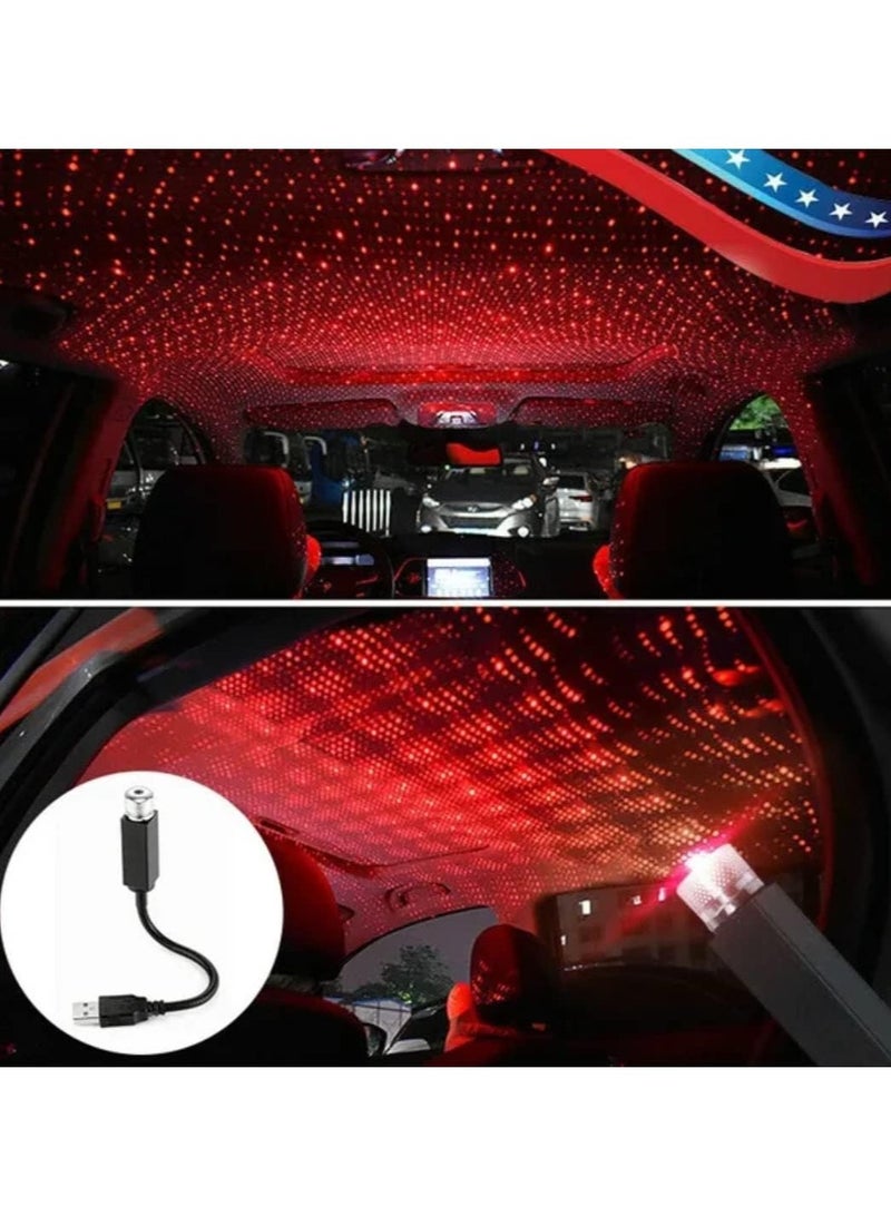 مخطوطات ضوء ليلي لجهاز عرض USB على شكل نجمة، ضوء سيارة بروجكتور رومانسي مرصع بالنجوم قابل للتعديل، ضوء سقف تلقائي مزخرف للجو المحمول للسيارة وغرفة النوم والحفلات والجدار والسقف وما إلى ذلك. (أحمر) - Image 3