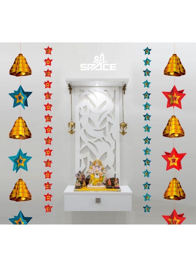 Shree SPACE Shree Space - SB Hanging (Pack of 4 Row) Paper Star & Bell for Home & Office Decor All Festival Diwali, Christmas & New Year Decoration for Durga Pooja, Navratri, Laxmi Puja Dipawali All Festival - Image 5
