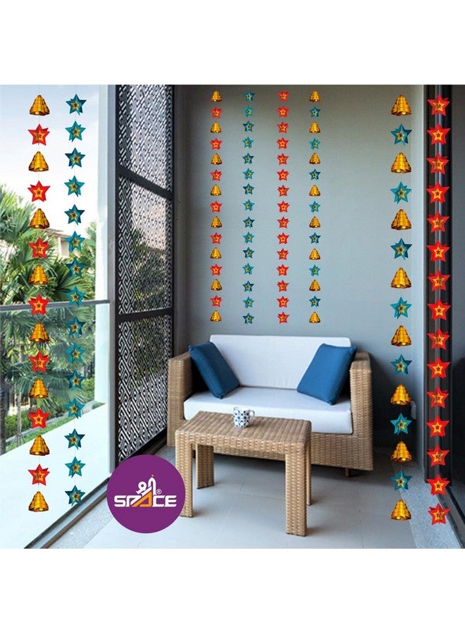 Shree SPACE Shree Space - SB Hanging (Pack of 4 Row) Paper Star & Bell for Home & Office Decor All Festival Diwali, Christmas & New Year Decoration for Durga Pooja, Navratri, Laxmi Puja Dipawali All Festival - Image 4