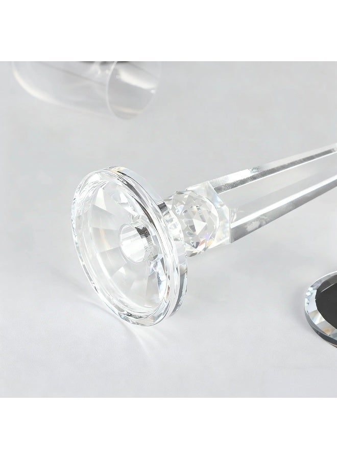 Firasa مجموعة حوامل الشموع الكريستالية من 3 قطع، حوامل شموع كريستالية شفافة للأعمدة/الشموع الطويلة لتزيين الطاولات في الحفلات وحفلات الزفاف - Image 5