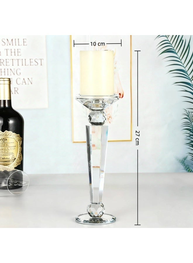 Firasa مجموعة حوامل الشموع الكريستالية من 3 قطع، حوامل شموع كريستالية شفافة للأعمدة/الشموع الطويلة لتزيين الطاولات في الحفلات وحفلات الزفاف - Image 4