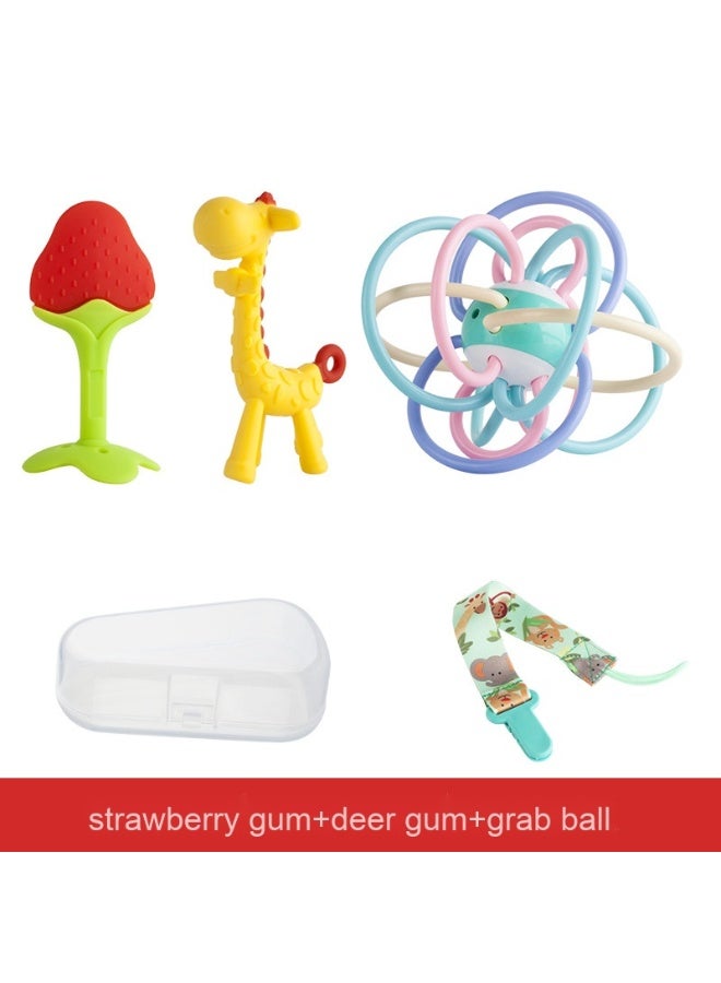 Baby Fruit Teether - Little Mushroom, Banana, Giraffe, and Matchstick Monkey Teething Toys 