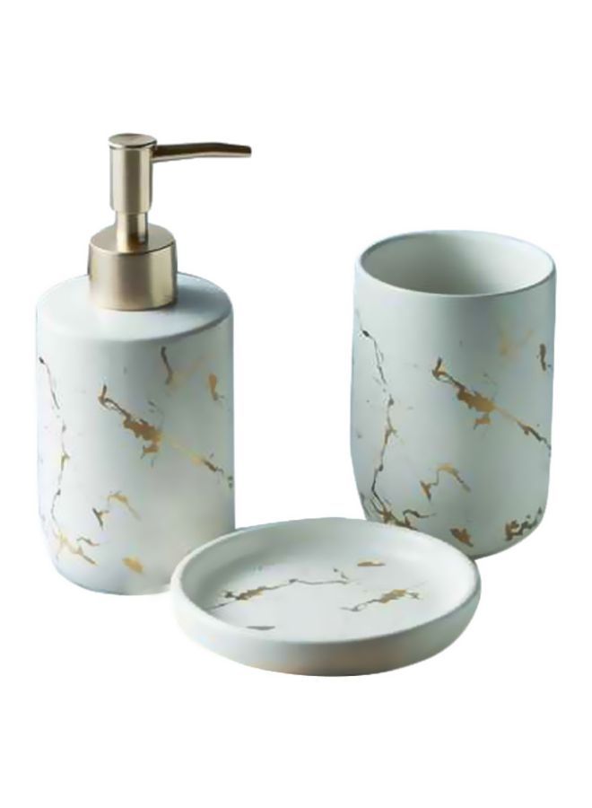 NIBEMINENT Ceramic Bathroom Accessory Set White/Gold/Silver 10.5x7.8cm - Image 1
