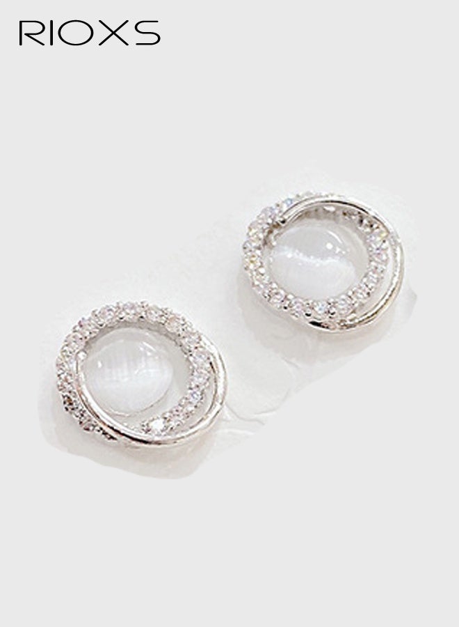 ريوكس 3 قطع من أقراط الأذن الفضية الإسترلينية عيار 925 للنساء، تحتوي كل بطاقة على ثلاثة أزواج من الأقراط، مطلية بالذهب وصديقة للبيئة - Image 3