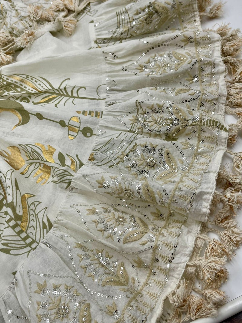 Antica Sartoria White & Gold Boho Dress - Image 3