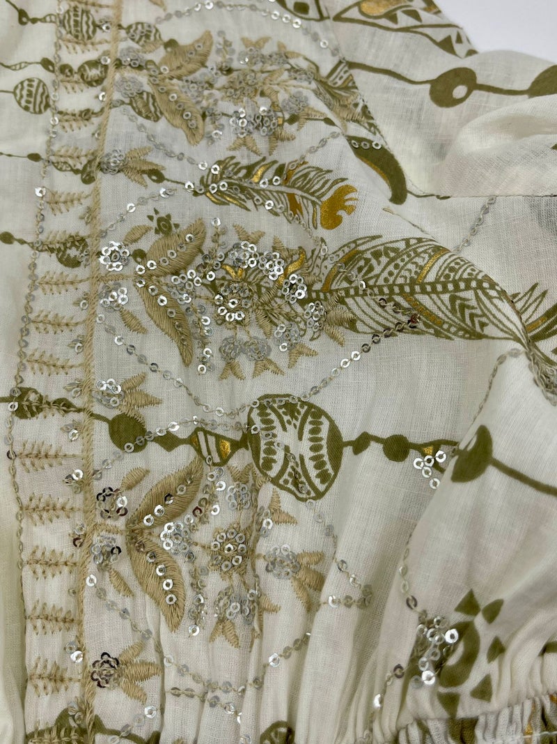 Antica Sartoria White & Gold Boho Dress - Image 4
