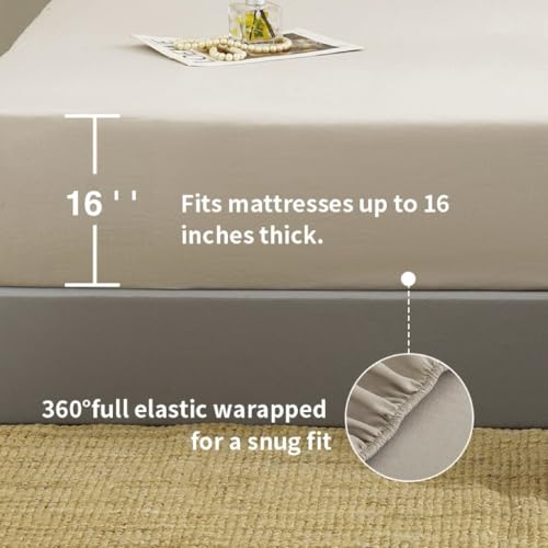TUMEI 100% French Linen Sheets Queen Size, 4-Piece Linen Bed Sheet Set Queen, Breathable & Cooling, Soft & Durable, 16" Deep Pocket, 1 Flat Sheet, 1 Fitted Sheet, 2 Pillowcases (Queen, Natural Linen) - Image 3