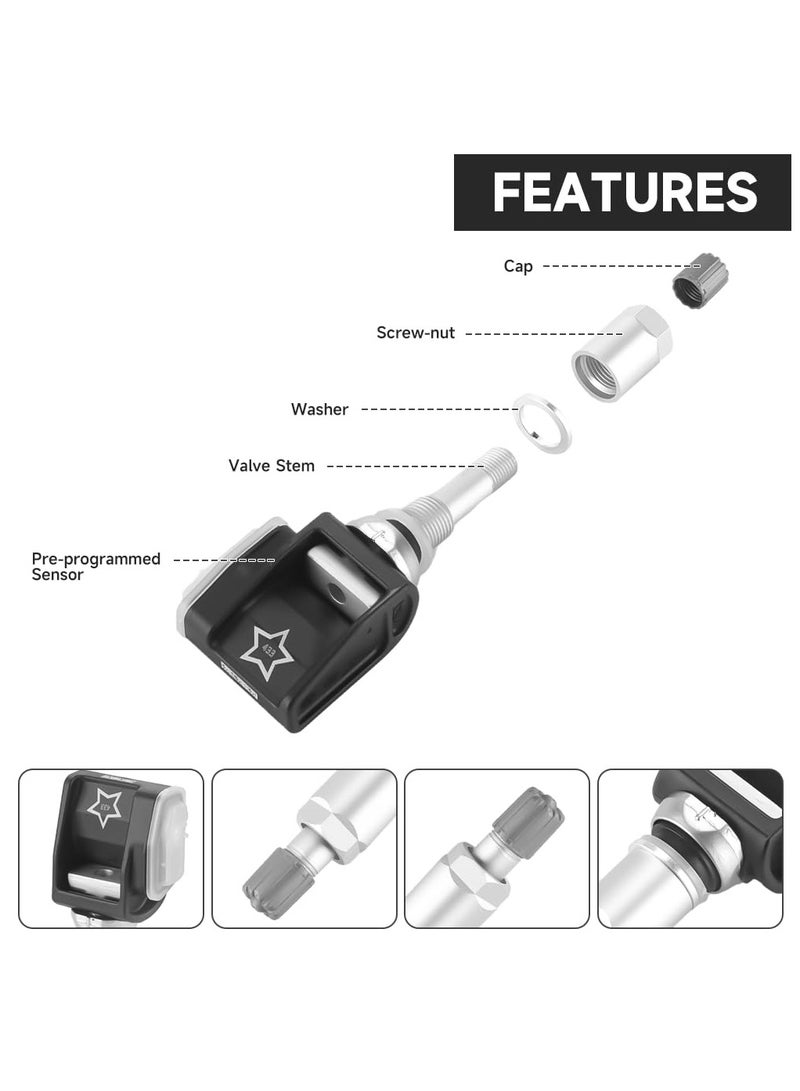 Starwell 433MHz TPMS Sensor, Tire Pressure Monitoring System Sensor - Compatible for Mercedes-Benz E300 E350 E400 E450, for Mercedes-Benz AMG GT 53/63/63S 2019-2021 - A0009052102 Set of 4  - Image 4